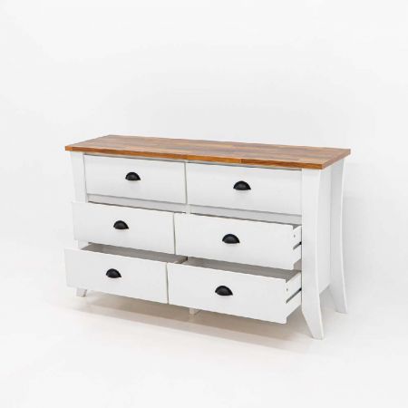 Horní panel je z teakové dýhy a tloušťka plastové překližky je zvětšena na 2,5 cm. Pokud chcete snížit hmotnost, můžete použít 1,5cm plastovou překližku. Nohy skříňky jsou vyrobeny ze zakřivených nohou řezaných CNC.